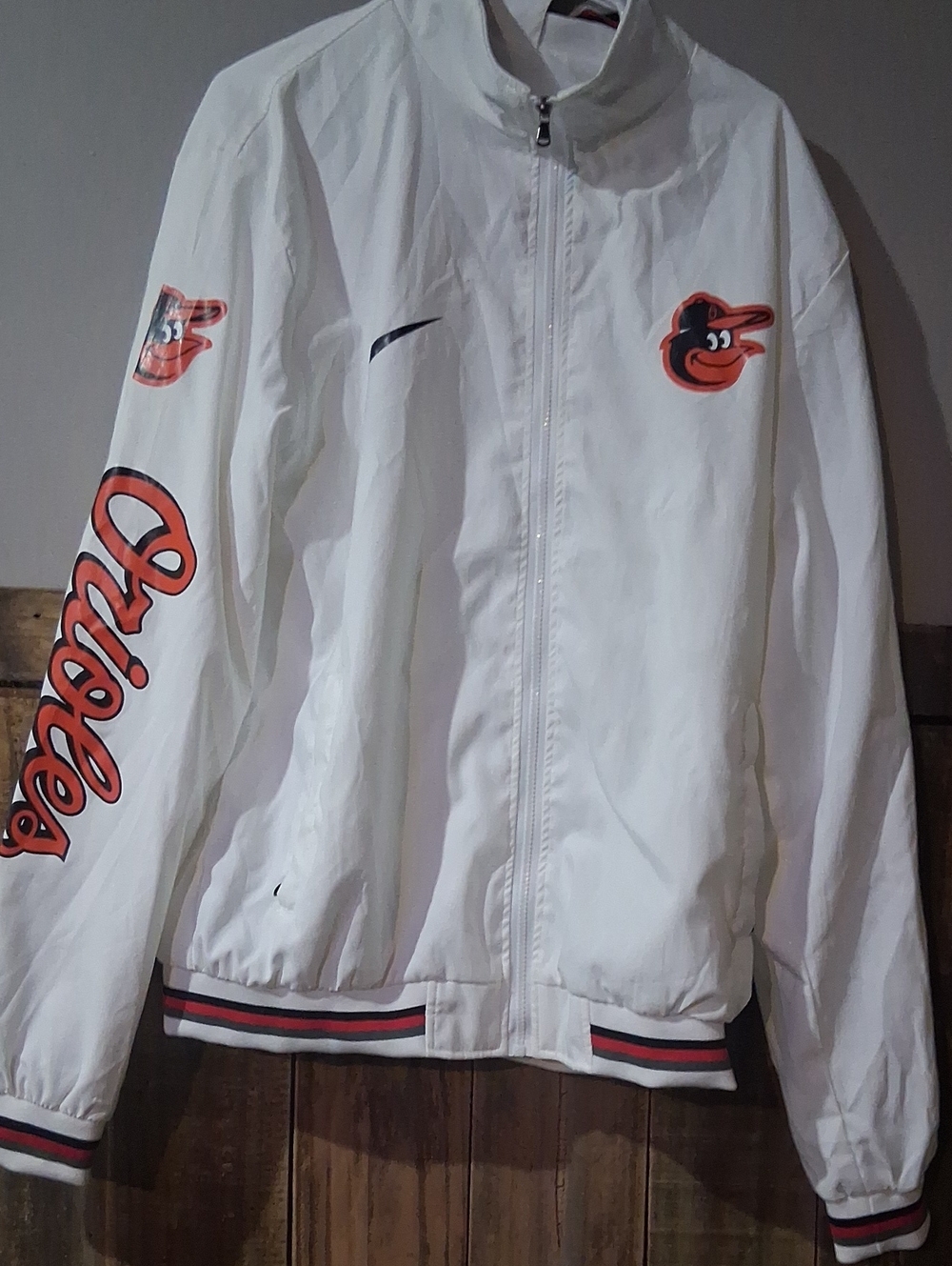 Nike White Baltimore Orioles Windbreaker Jacket with Orange Accents